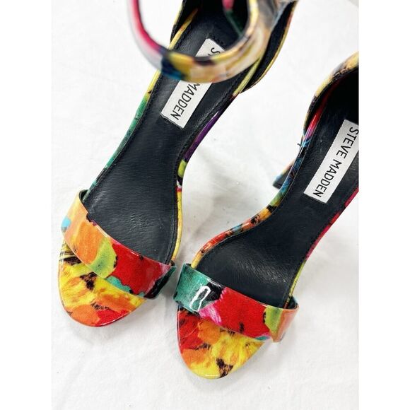 Steve Madden Marlene Open Toe Floral Ankle Strap Stiletto Heel - Picture 3 of 8